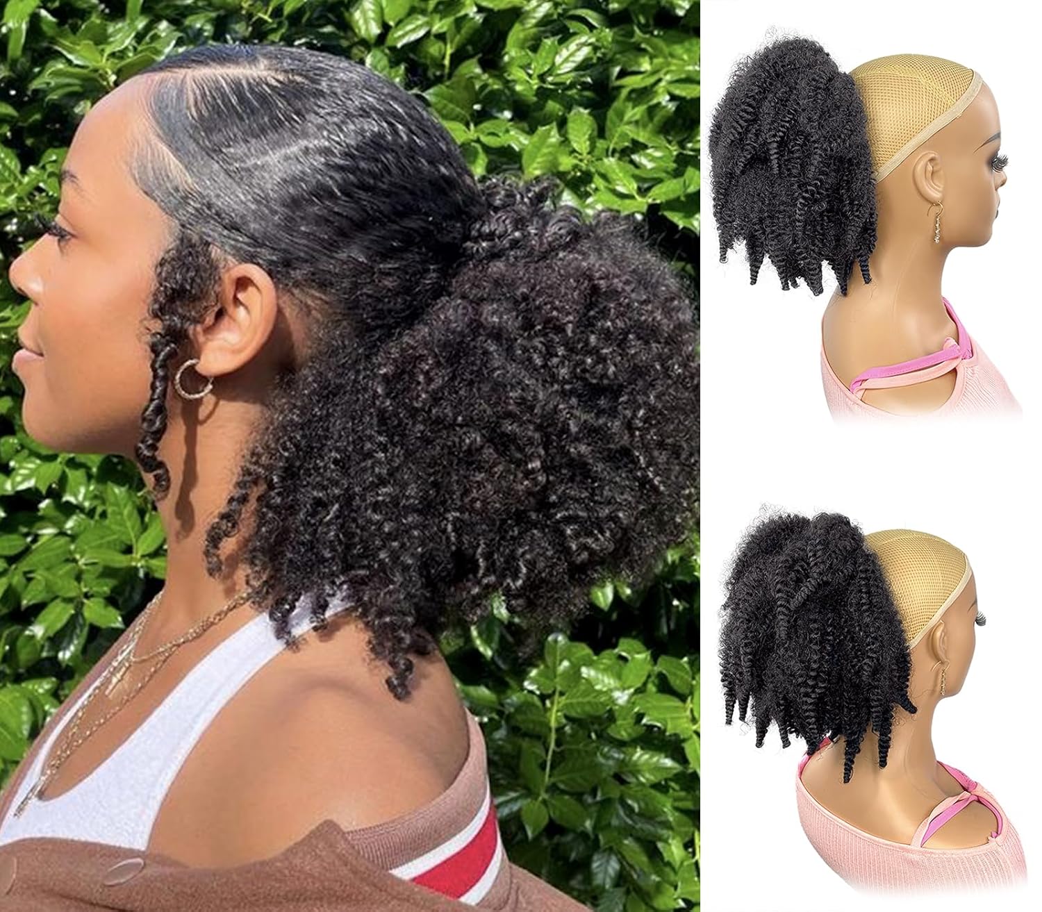 Drawstring Afro Curly Puff Ponytail - Coda di Cavallo Sintetica Afro Kinky