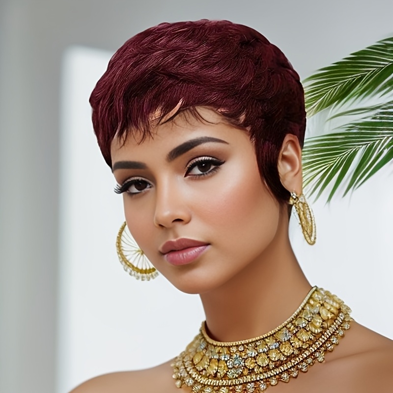 Short Pixie Cut Wig Human Hair Cheap - Parrucca Rossa in Capelli Umani, Modello