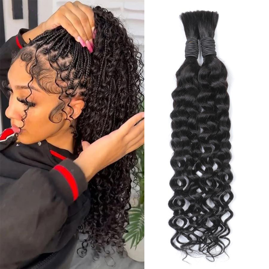 Water Wave Bulk Human Hair For Braiding - Capelli umani ondulati stile boho per