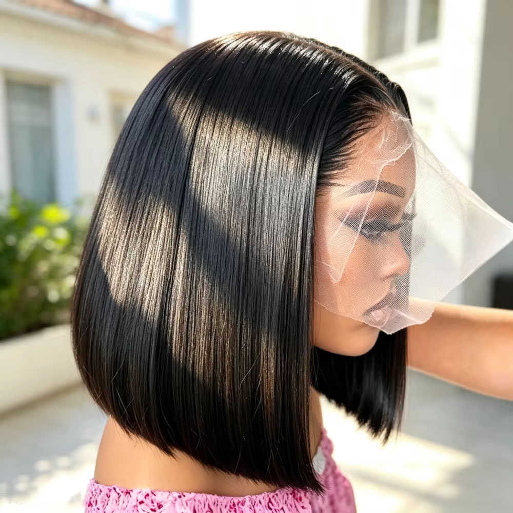 Pre Parted 13X4 Lace Front Bob Wig - Parrucche con frontale in pizzo trasparente,