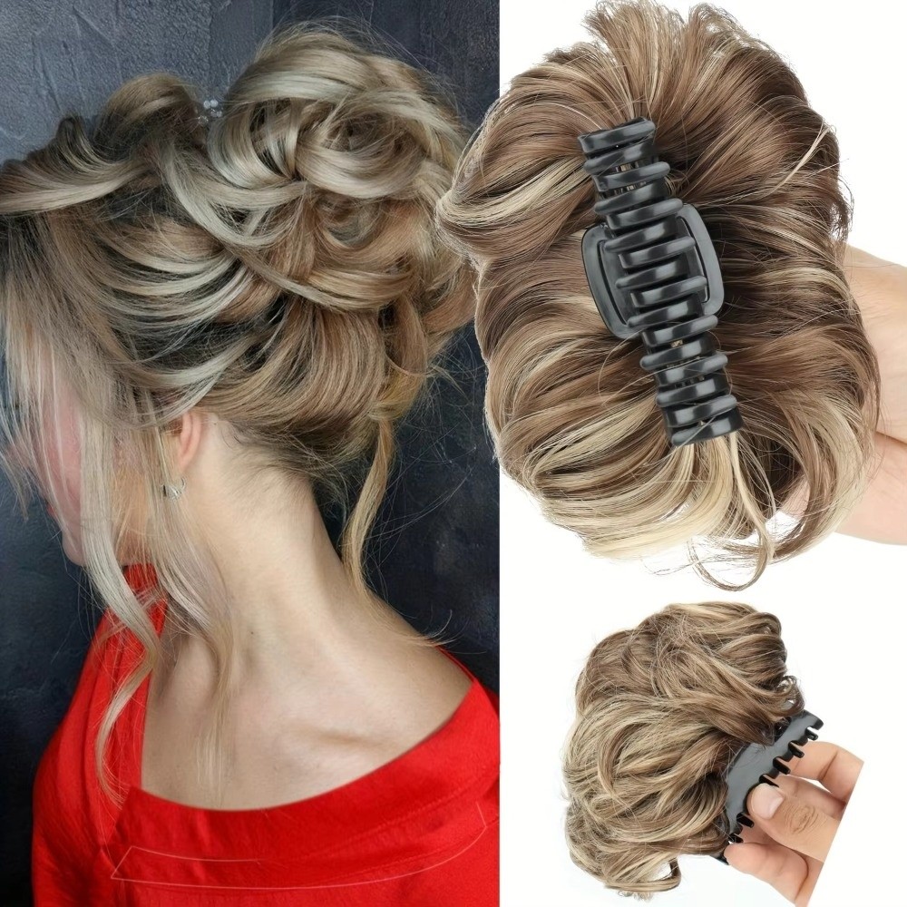 Chignon sintetico ondulato con - Claw Clip Messy Bun Hair Piece recensione e prezzo